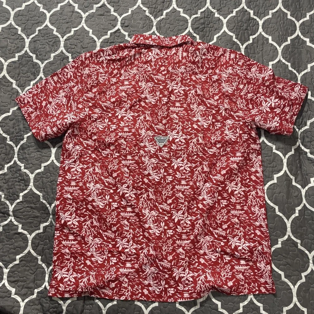 Columbia NCAA‎ Alabama Crimson Tide PFG Full Button Up Red Shirt Men's Sz: L NWT